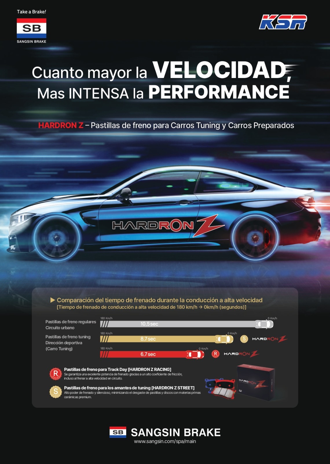 Pastillas de freno Hardron Z para autos tuning y preparados: a mayor velocidad, más performance.