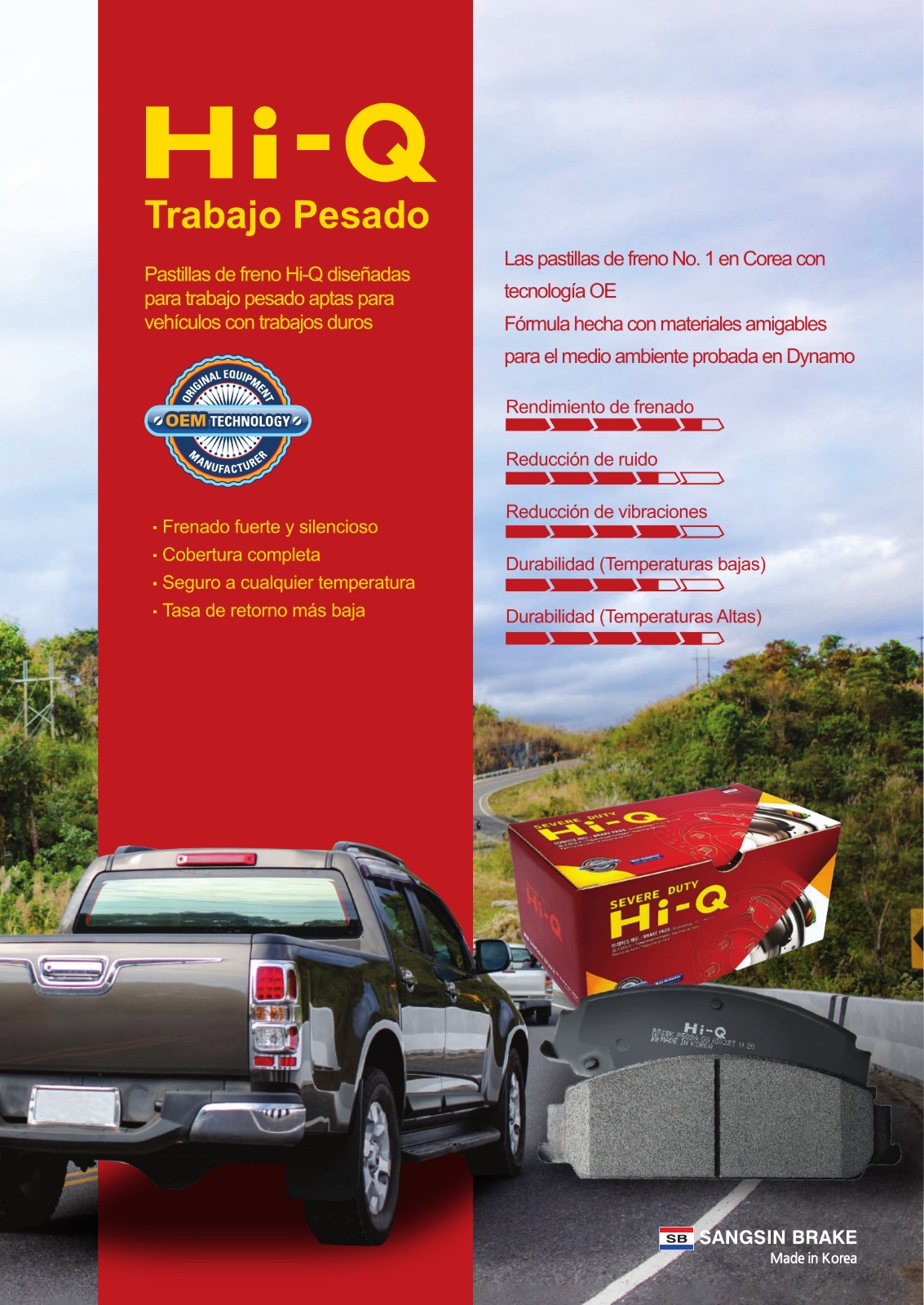Pastillas de freno Hi-Q Trabajo Pesado para vehículos con trabajos duros.