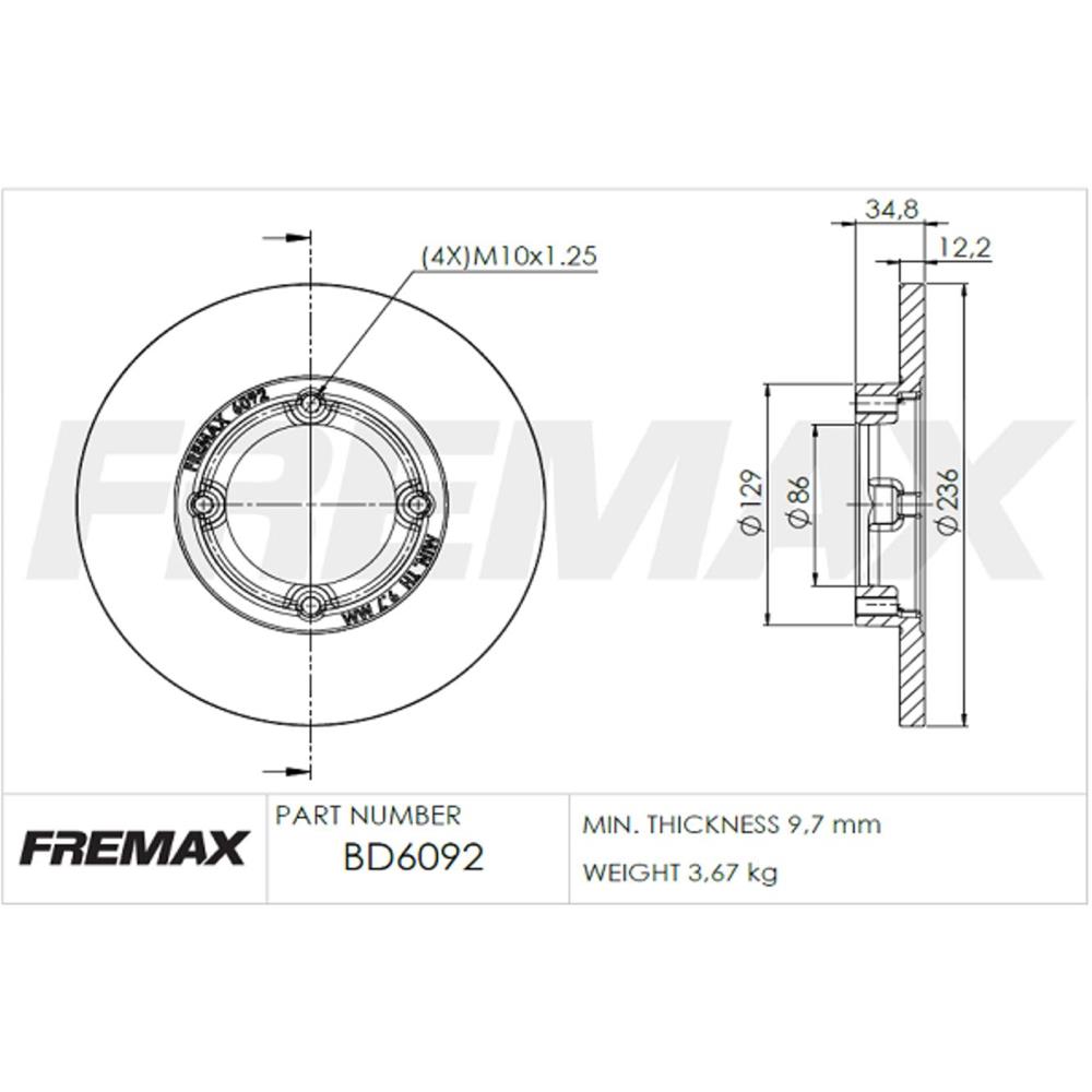 D6092 Disco de Freno Chery Qq 236.00 Mm — foto 2