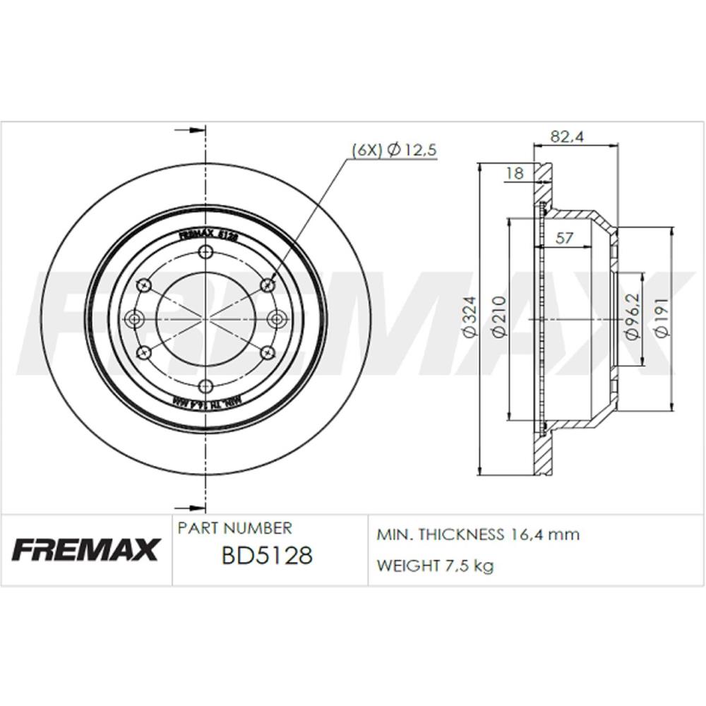D5128 Disco de Freno Trasero 324.00 Mm — foto 2