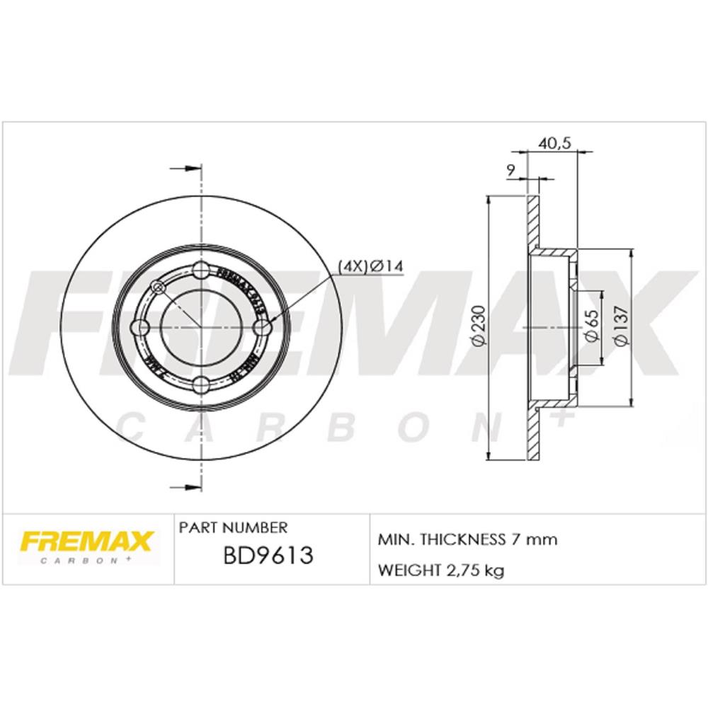 D9613 Disco de Freno Trasero 230.00 Mm — foto 2