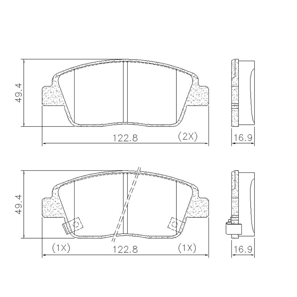 Pastilla de Freno Hyundai Hb20 122.80 Mm Largo