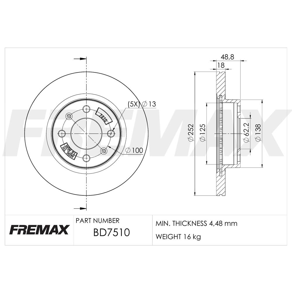 D7510 Disco de Freno Delantero  252.00 Mm — foto 2
